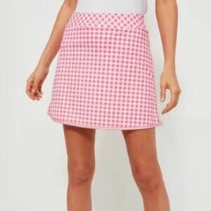 NWT - Tuckernuck - Pink Gingham 16 Inch Karrie Golf Skirt - Size Large